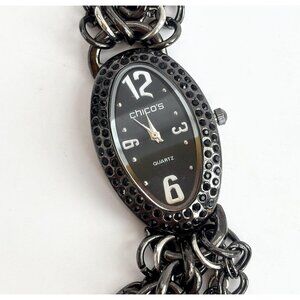 Chico's CC55549 Rhinestone Framed Multi Chainlink Wristwatch - 25mm - WORKS!